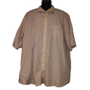 Measure Up Men's Beige Checkered Short Sleeve Shirt Size L BG14